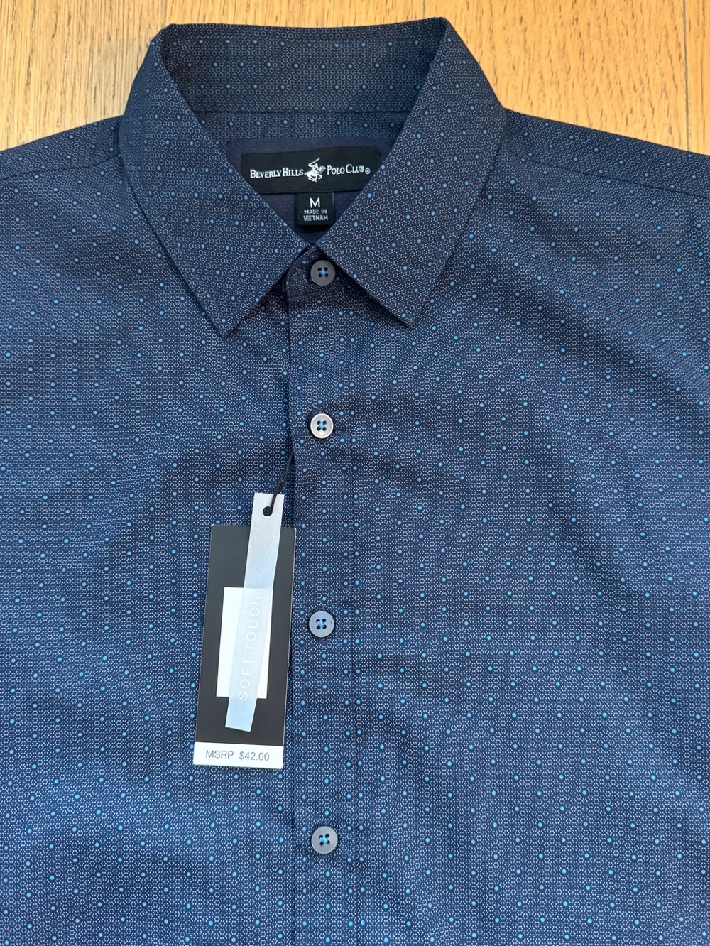 Men’s Navy Short Sleeve Cotton Shirt NWT - Size M - Picture 3 of 7